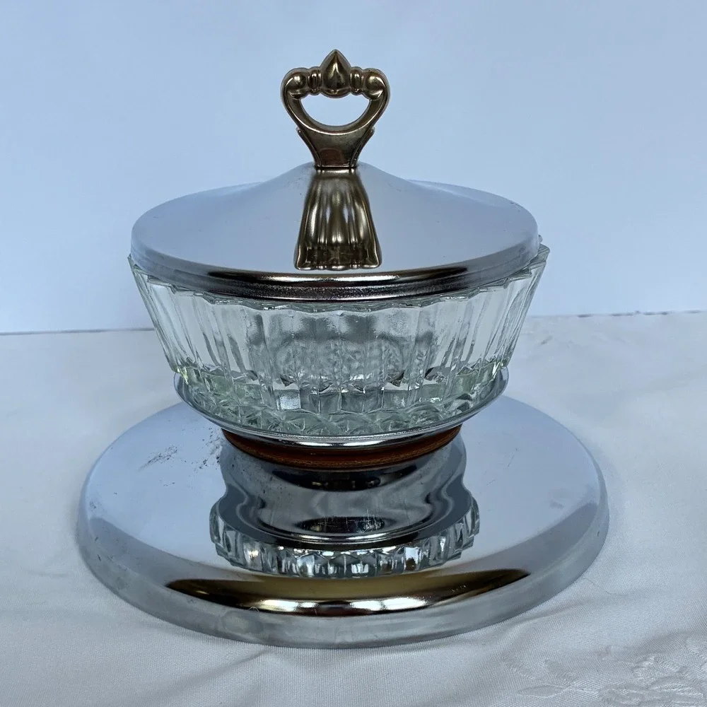 Vtg Kromex Buffeteria Lazy Susan Center Removeable Bowl MCM Hollywood Regency